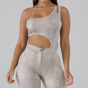 Sparkle Snake Print Body Suit Set